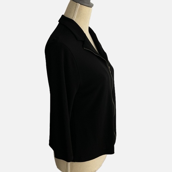 Evan-Picone Slinky Blazer Zip Front Size Large Black 3/4 Sleeves Formal Classic - Picture 6 of 10